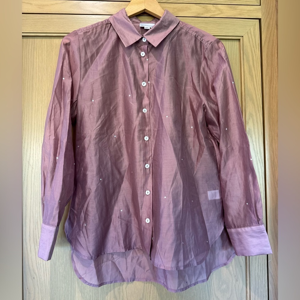 Bailey 44 Dusty Rose Rhinestones Collar Button Front / medium